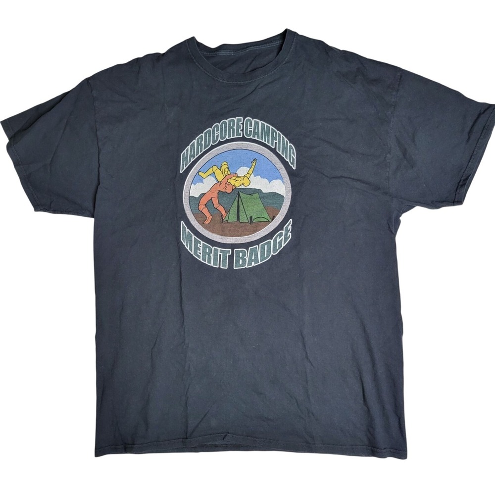 Jake Manning‎ The Man Scout Hardcore Camping Merit Badge Wrestling Shirt XXL